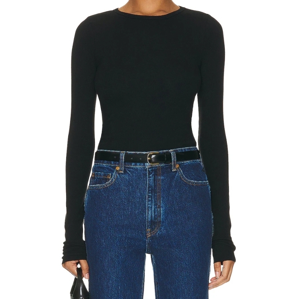 Women's Black Long Sleeve Top